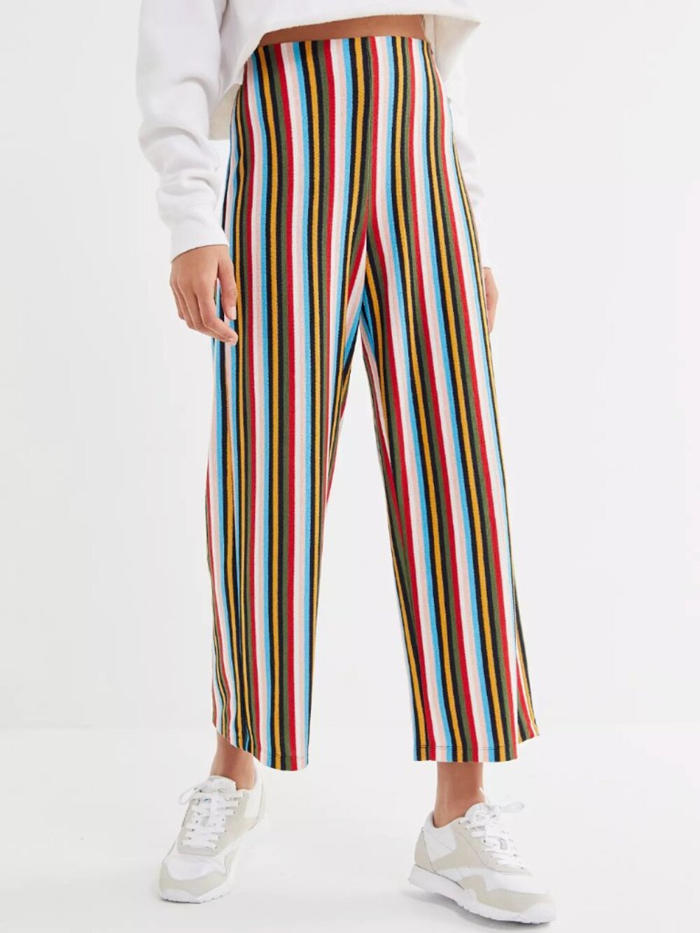 Urban Outfitters Rainbow Vertical Stripe Cropped Pants